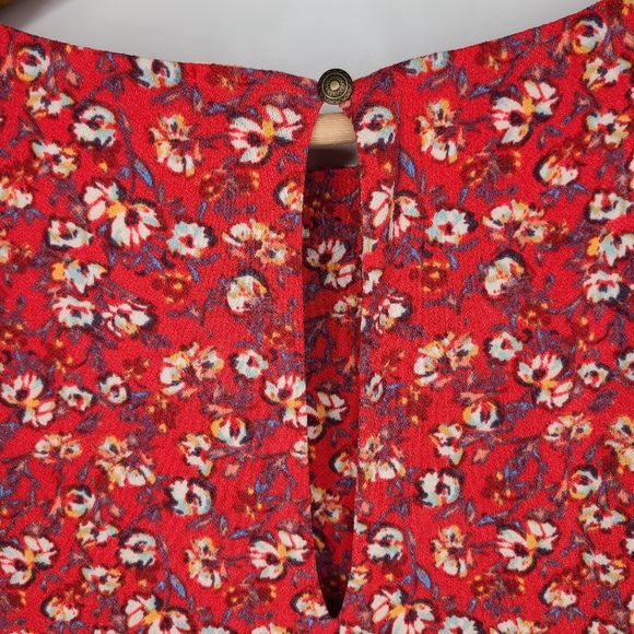 NWT Free People Red Floral Long Sleeve Midi Dress Size M - Picture 3 of 11